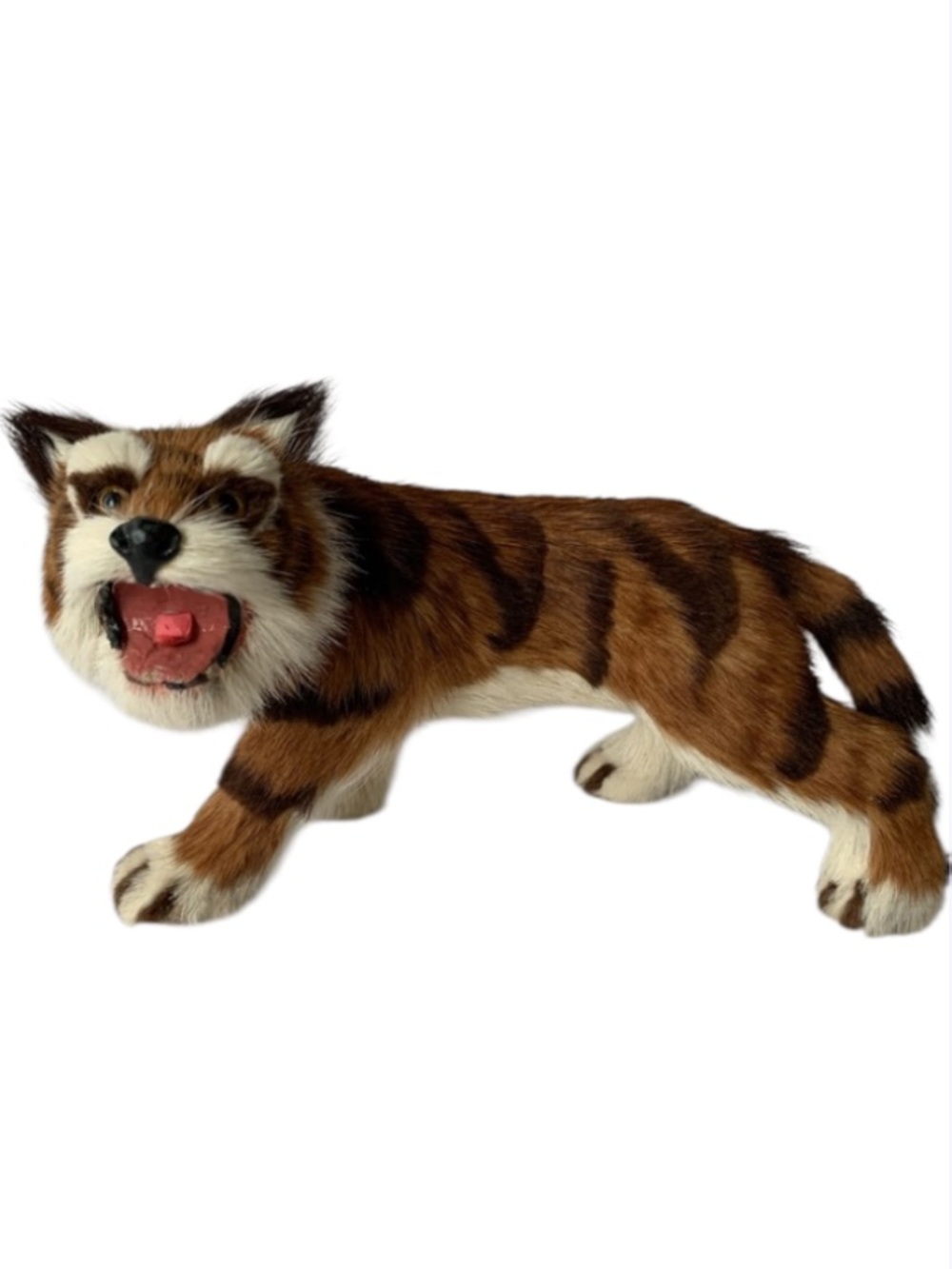 Vintage Faux Fur Tiger Figurine 10" - Realistic Big Cat Decor